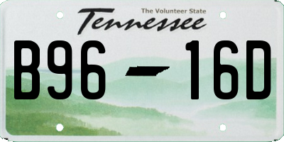 TN license plate B9616D