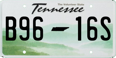 TN license plate B9616S