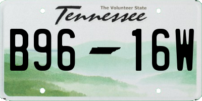 TN license plate B9616W