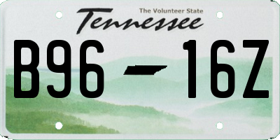 TN license plate B9616Z