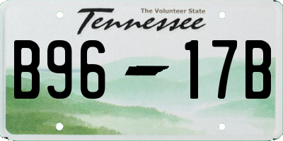 TN license plate B9617B