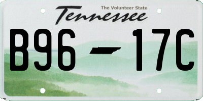TN license plate B9617C