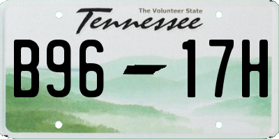 TN license plate B9617H