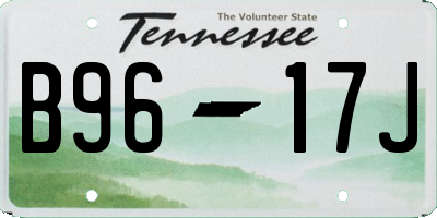 TN license plate B9617J