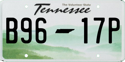 TN license plate B9617P