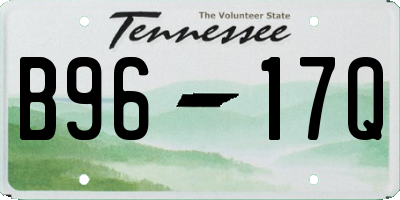 TN license plate B9617Q