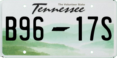 TN license plate B9617S