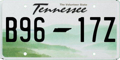 TN license plate B9617Z