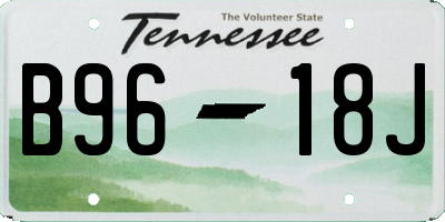 TN license plate B9618J