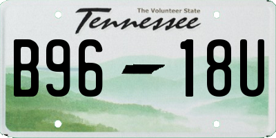 TN license plate B9618U