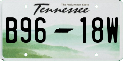 TN license plate B9618W
