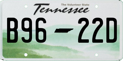 TN license plate B9622D
