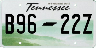 TN license plate B9622Z