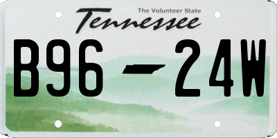 TN license plate B9624W