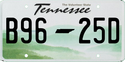 TN license plate B9625D