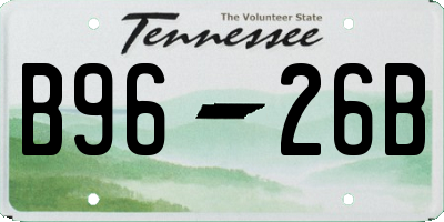 TN license plate B9626B