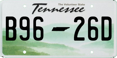 TN license plate B9626D