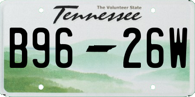 TN license plate B9626W