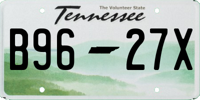 TN license plate B9627X