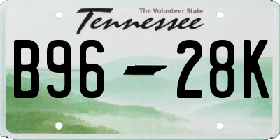 TN license plate B9628K