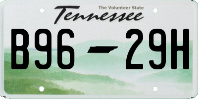 TN license plate B9629H