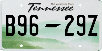 TN license plate B9629Z