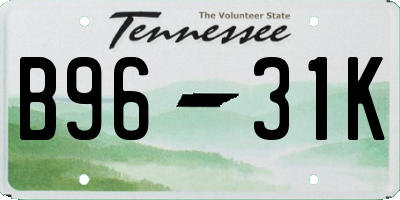 TN license plate B9631K