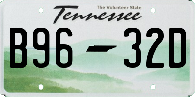 TN license plate B9632D