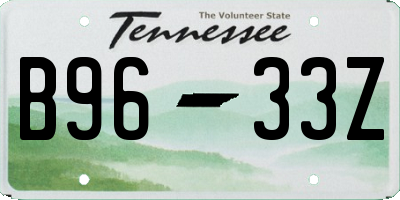 TN license plate B9633Z