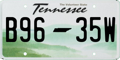 TN license plate B9635W