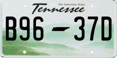 TN license plate B9637D