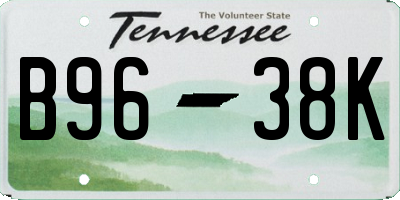 TN license plate B9638K
