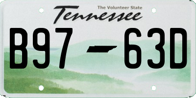 TN license plate B9763D