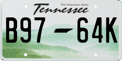 TN license plate B9764K
