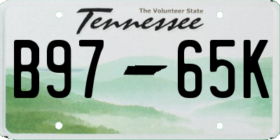 TN license plate B9765K