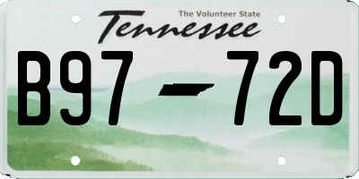 TN license plate B9772D