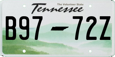 TN license plate B9772Z