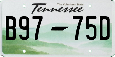 TN license plate B9775D