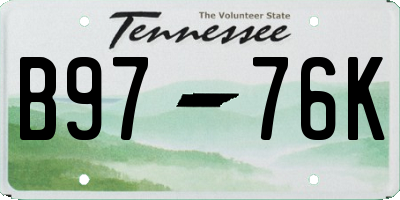 TN license plate B9776K