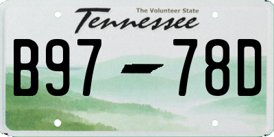TN license plate B9778D