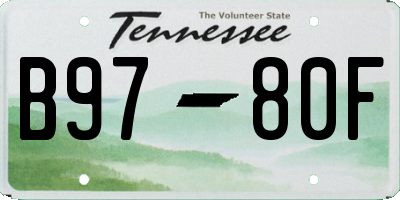 TN license plate B9780F