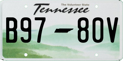 TN license plate B9780V