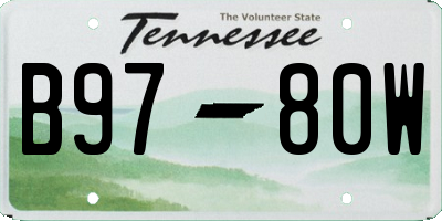 TN license plate B9780W