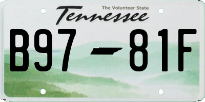 TN license plate B9781F