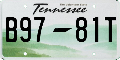 TN license plate B9781T