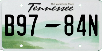 TN license plate B9784N