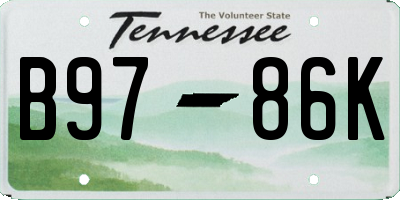 TN license plate B9786K