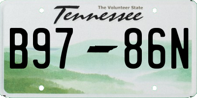 TN license plate B9786N