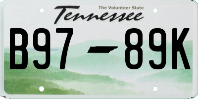 TN license plate B9789K