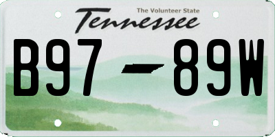TN license plate B9789W